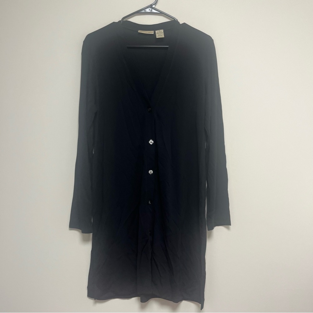 Apostrophe black long sleeve button up dress size M